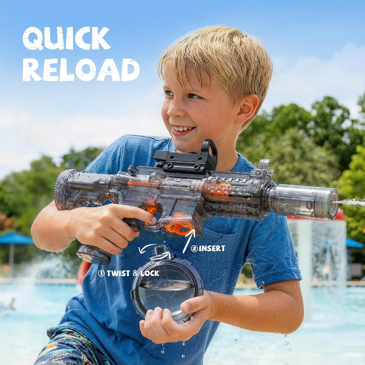 BESIBY electric water gun with transforming body, flashing lights and 400ML tank - view 14