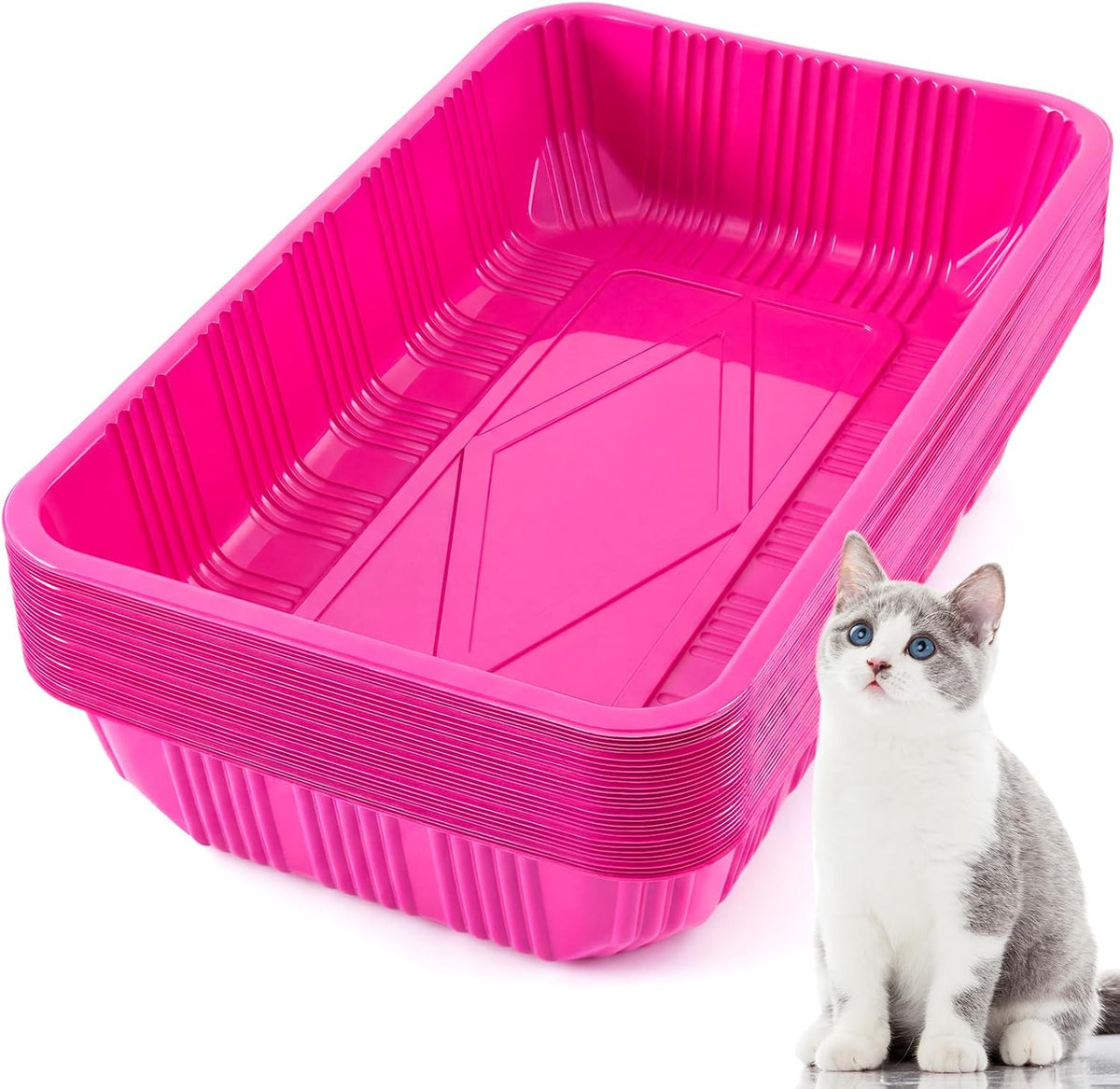 Tessco for you 30 Pack Disposable Litter Boxes for Cats - Rose Red