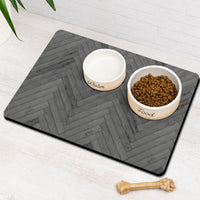 Dog Food Mats for Floors Absorbent, Pet Cat Food Mat - M(16"×24") / 01-Dark Grey