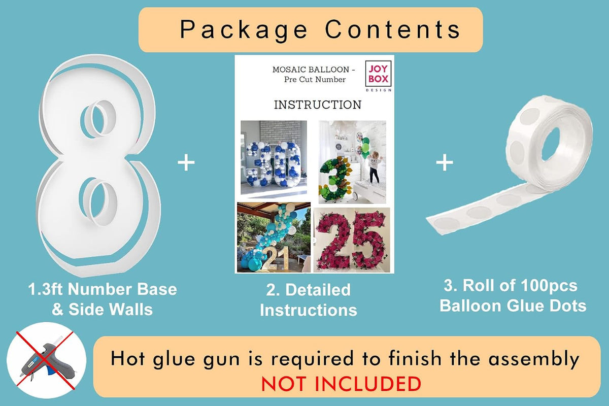 JoyBox Design 3FT DIY Mosaic Balloon Number 1 Frame - Number 8 - image 3