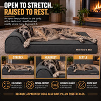 The Dog’s Bed Orthopedic Memory Foam Dog Bed with Headrest XL 6-Inch – Essentials for Dogs - Grey with Black Trim / XXL (54"L x 36"W x 6"Th) - image 4