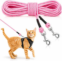 Reflective Cat Long Leash 15 FT - 50 FT / Pink