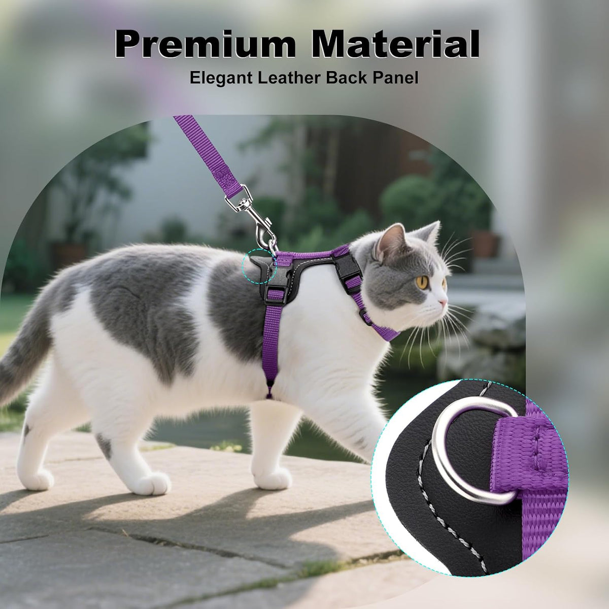 Plutus Pet Adjustable Cat Harness and Leash Set - Purple - image 3