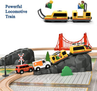 Giant bean 72PCS Fire Station Wooden Train Track Electric Train Set – Fun for Kids & Family - Fire Station Train Set - image 4
