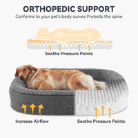 JOEJOY XL Orthopedic Dog Bed for Large Dogs, 360° Oval Bolster - Grey / 42"l X 32"w X 7.5"th - image 2