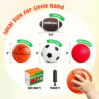 PlayZap 7 pack of 5 inch soft rubber sports balls for kids, including rainbow designs - view 7