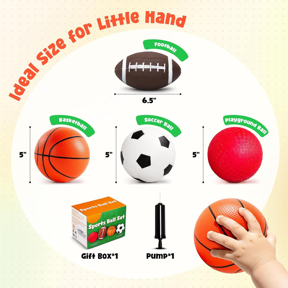 PlayZap 7 pack of 5 inch soft rubber sports balls for kids, including rainbow designs - view 7