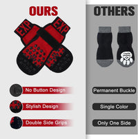 Anti Slip Dog Socks to Prevent Licking Paws with Grippers Black – Essentials for Dogs - Star Red / X-Small - image 4