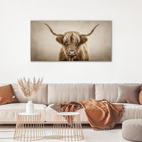 Large Highland Cow Wall Art Farmhouse Country Extra Canvas Living Room Oversize Western Cattle Wall Decor Pictures Framed Prints Animal Painting Artwork for Bedroom Dining 60"x30"