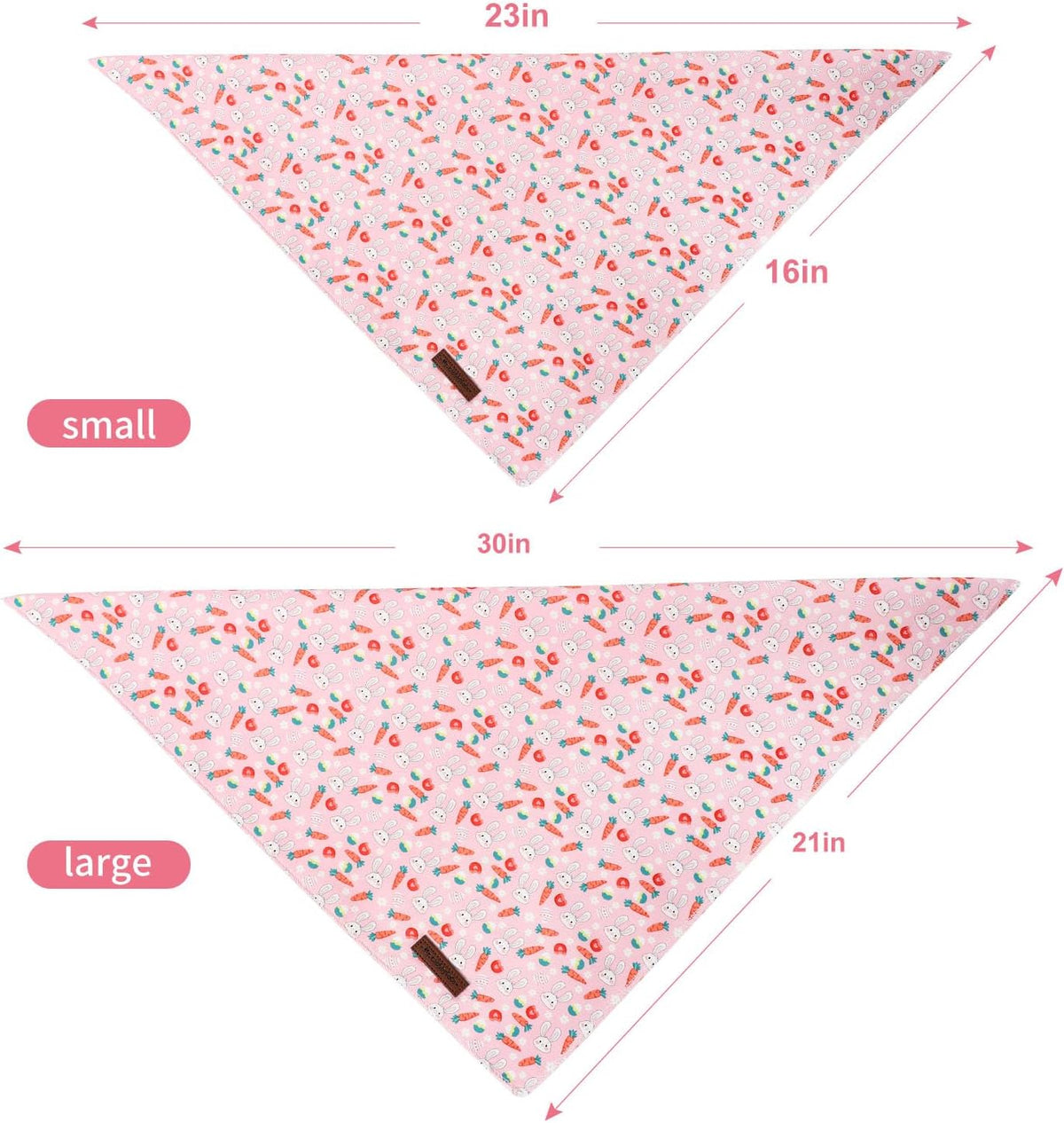 MR. CHUBBYFACE Fall Orange Plaid Dog Bandanas Reversible Triangle - C:Pink Rabbit / L - image 3