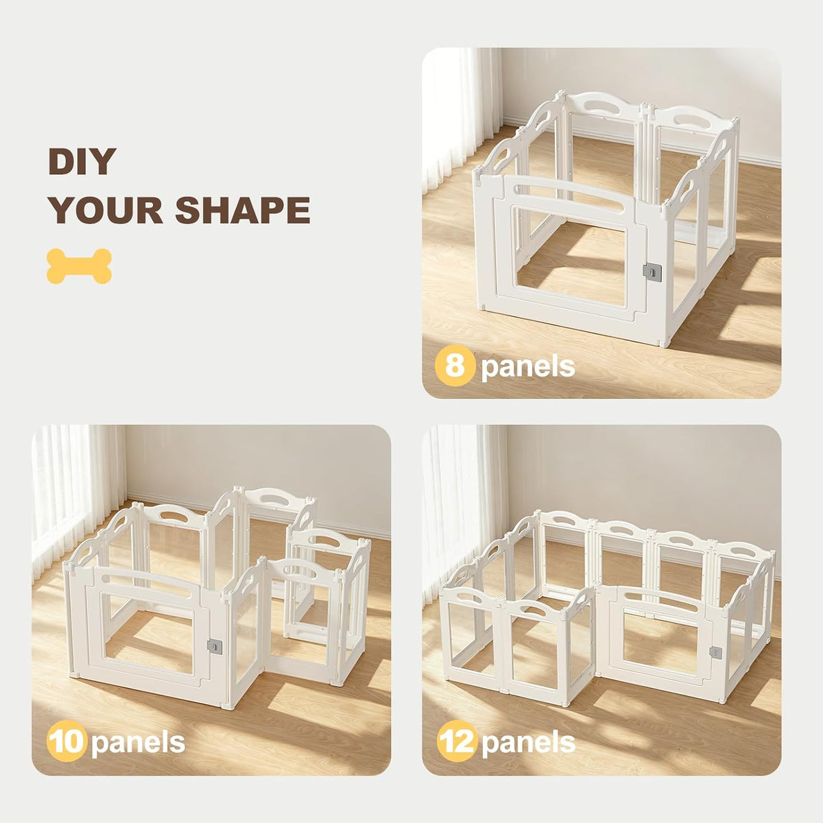 Foldable Clear Acrylic Dog Playpen with Door - White / 18 panels + 1 door / 23.6 inches - image 4
