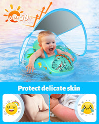 Baby Pool Float with Canopy UPF50+ - Small / dinosaur - image 2