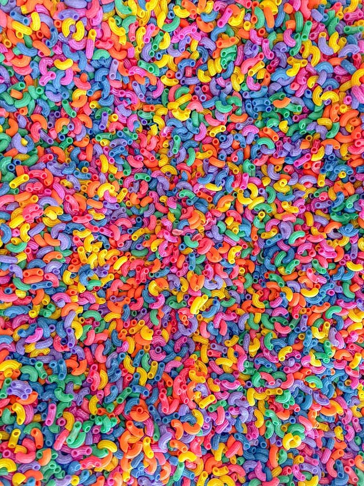 Sensory-N-Stuff rainbow colored elbow pasta sensory bin filler - view 16