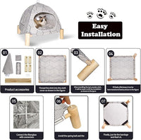 2-in-1 Elevated Cat Tent Cat House, Quick Assembly and Disassembly, Portable Indoor/Outdoor Cute Cat Bed Cave-White Diamond Pattern