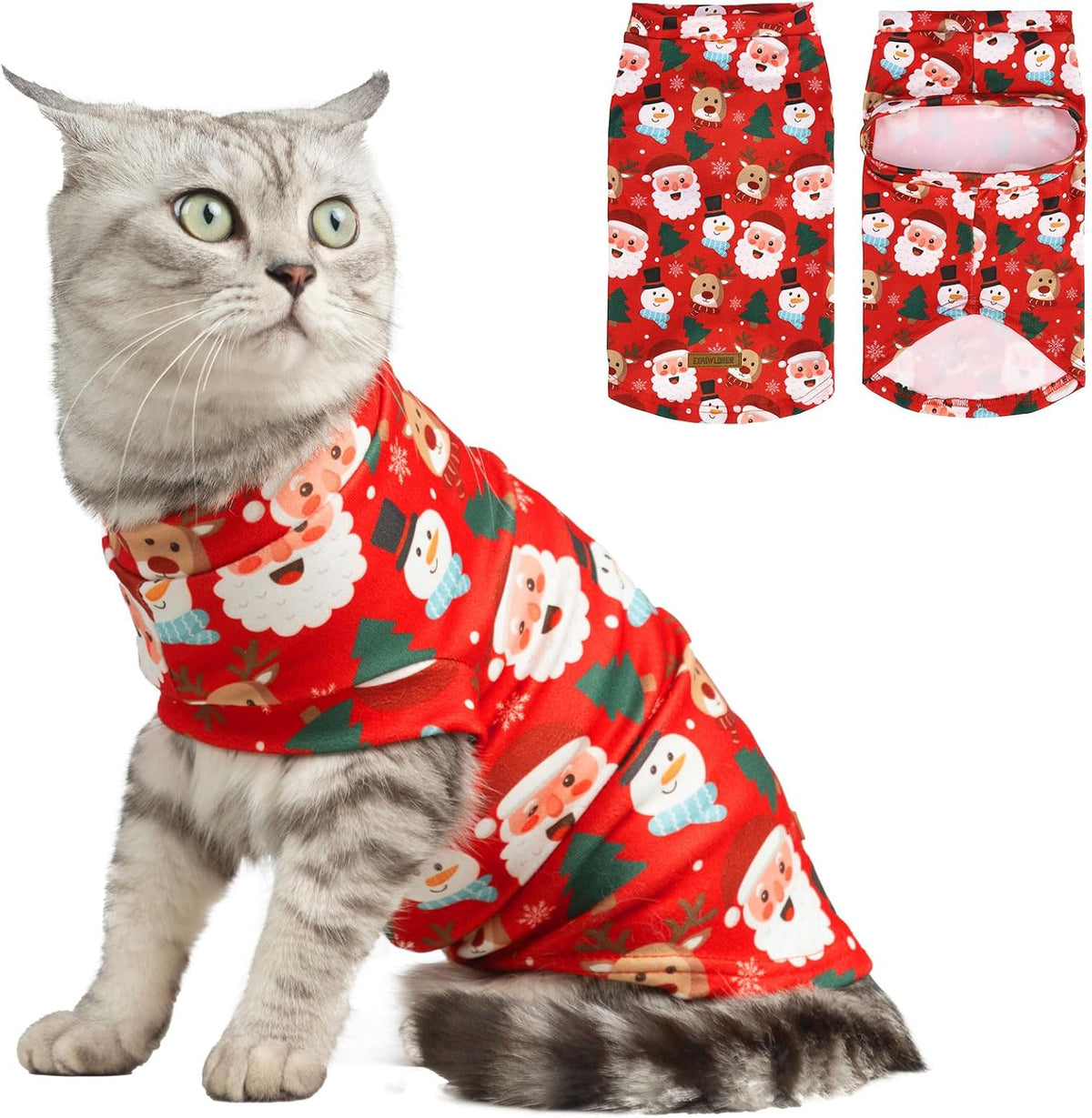 Cat Sweater Warm Fleece Pet Clothes for Cats Only, Checkered M – Essentials for Cats - Christmas / Small