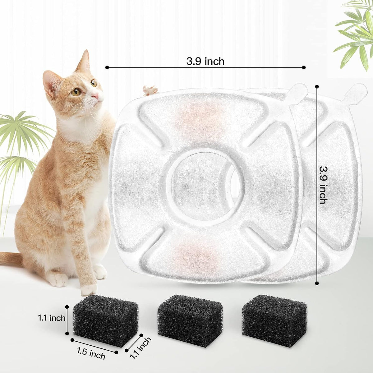 24 Pcs Cat Fountain Replacement Filters 12 Pack Cat Water Fountain - 10 Filters & 10 Sponges - image 3