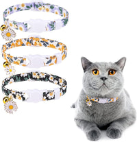 Cat Collar Breakaway, Soft Kitten Collar with Bell, Daisy - Floral (Pack of 3)