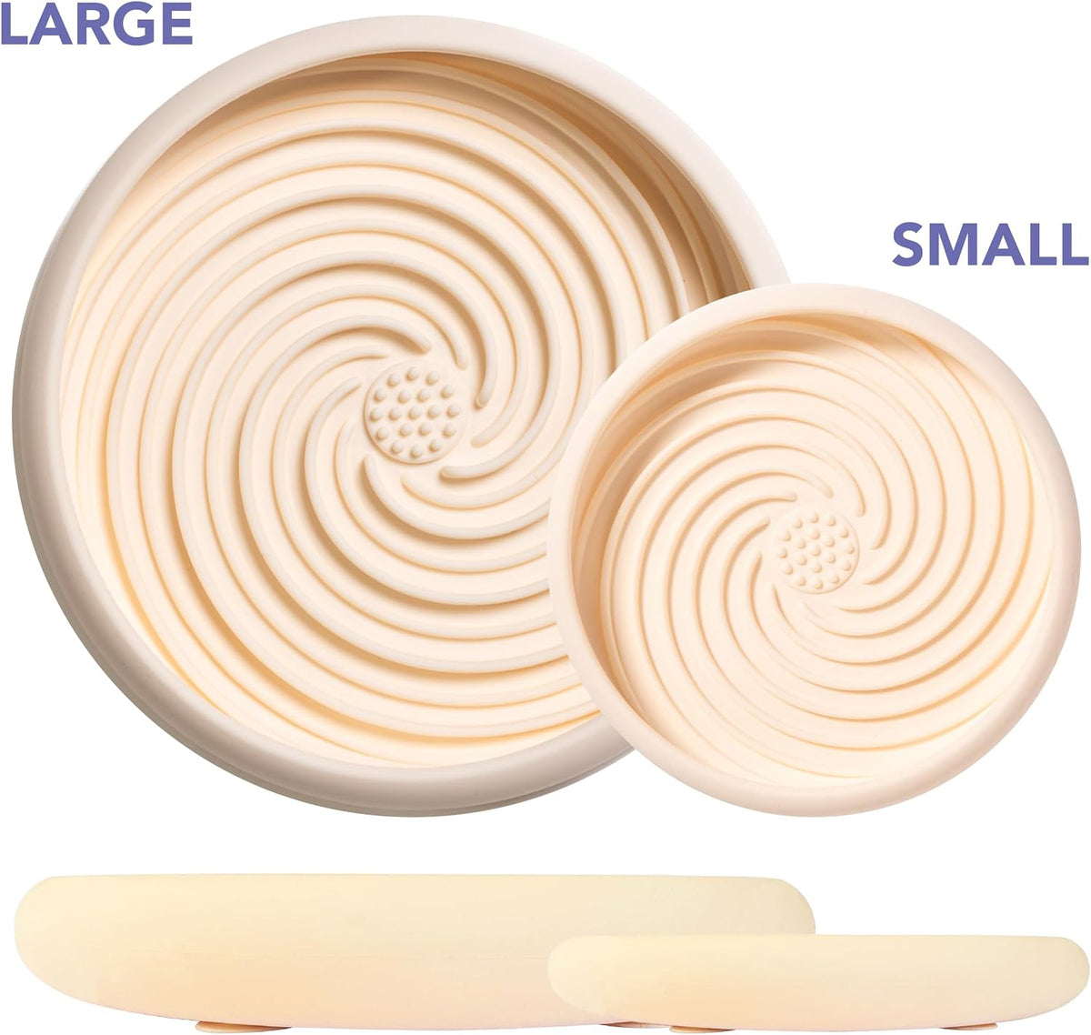 Lick Dish, Silicone Lick Mat + Slow Feeder for Cats & Small Dogs - Almond / Large - image 3