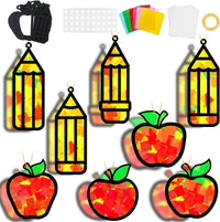 QOUBAI 32 Sets Halloween Bats Suncatchers Craft Kit DIY Window - Apple+Pencil