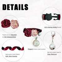 Fupo Cat Collar, Breakaway Adjustable with Bell& Flower - Red #2 - image 2