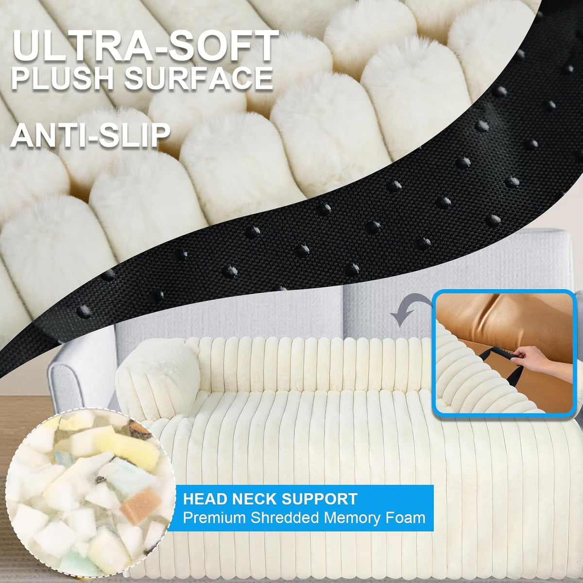 Luxurious Dog Couch Bed, Dog Couch Cover - X-Large(45*37*6 In) / White - image 3