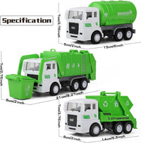 Y.L. DOYMX green garbage truck toy playset with four trucks, sorting bins, cards and play mat - view 6