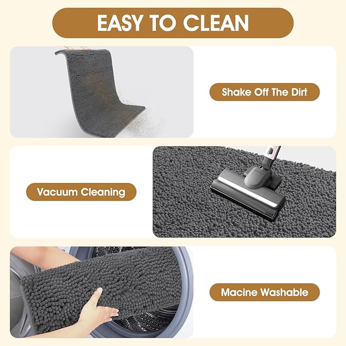 IM HOME 48" x 38" Grey Dog Door Mats for Muddy Paws, Chenille Absorbent Dog Mat, Non Slip Heavy Mud Mat for Dogs, Soft Pet Bed Mat for Entryway, Mud Paws, Inside Floor