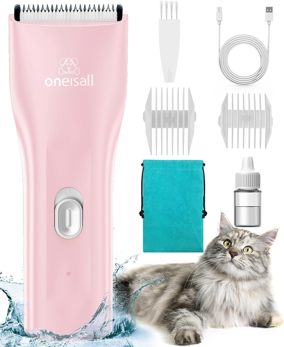 oneisall Pet Clippers for Cat Matted Hair - Pink / Standard