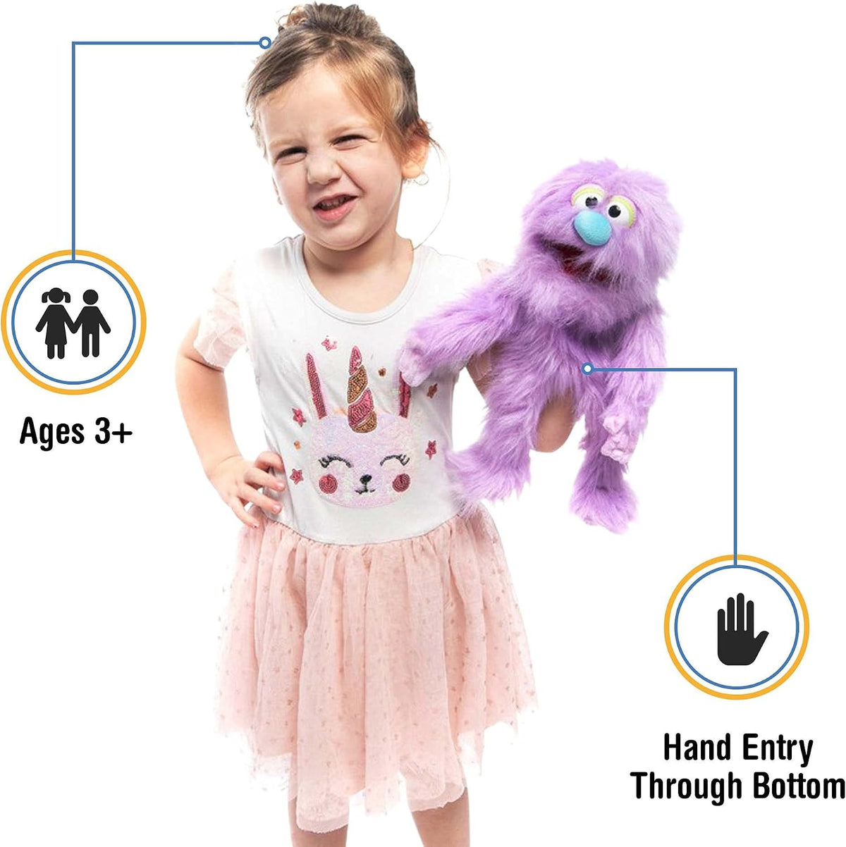 14" Purple Monster, Hand Puppet – Fun for Kids & Family - image 2