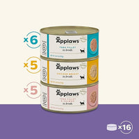 Applaws Natural Wet Canned Cat Food, Made with Limited and Natural Ingredients, Real Protein with No Artificial Additives, Variety Pack in Broth (16 x 2.47oz Cans)