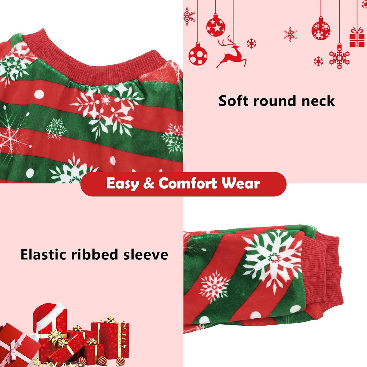 CuteBone Small Dogs Outfit Soft Puppy Onesies Pjs Christmas Dog - Stripe Snowflakes / Medium - image 3