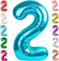 Number Balloons 1st Birthday Decorations - Light Blue / Number 2