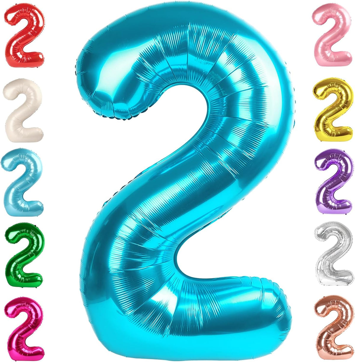 Number Balloons 1st Birthday Decorations - Light Blue / Number 2