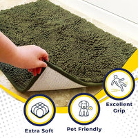Muddy Mat® Original Dog Door Mat for Muddy Paws, Super Absorbent Microfiber, Non-Slip Washable Pet Rug, Quick Dry Chenille Entryway Carpet, Machine Washable Indoor Outdoor mat, Army Green 48"x72"