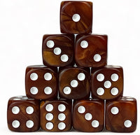 Luck Lab 10 Pack 16mm D6 Acrylic Dice Set - Brown Pearl