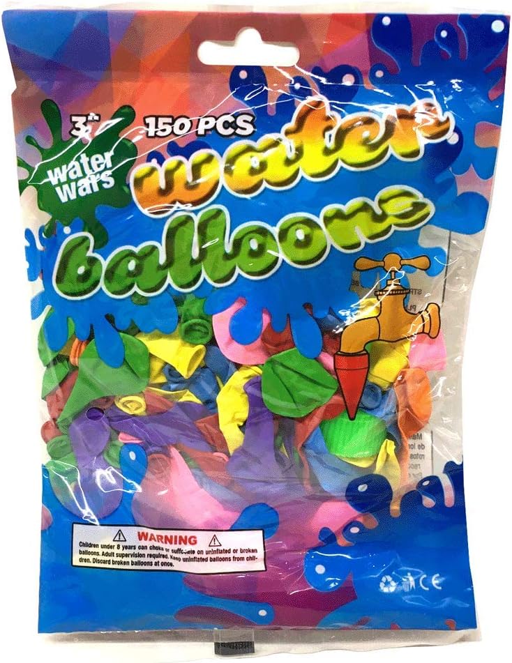 Water Wars water balloon refill kit with 150 latex balloons in mixed colors and water filler
