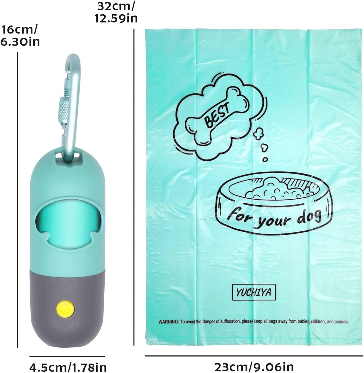 Dog Poop Bags Holder with LED Flashlight - Crystal Blue / 1 Count (Pack of 2) - image 2
