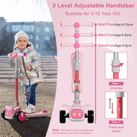 Unbreakable & Never Fall Down 2-in-1 Scooters Kids 3 Wheel Kick - Light pink - image 3