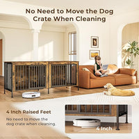 78 Inch Dog Cage Furniture for 2 Large/Medium Dogs with Removable Divider, Extra Large Double Doors Dog Kennel, XXL Thick Wooden Dog cage Furniture, Durable and Sturdy, Brown