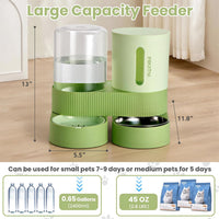 Automatic Cat Feeder Stainless Steel Water Dispenser Gravity Food - Green - image 2