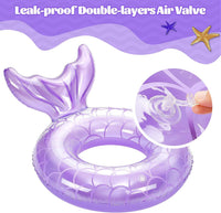MoKo Pool Floats, Mermaid Inflatable Swim Tubes Floaties – Fun for Kids & Family - Purple / 70# - image 4