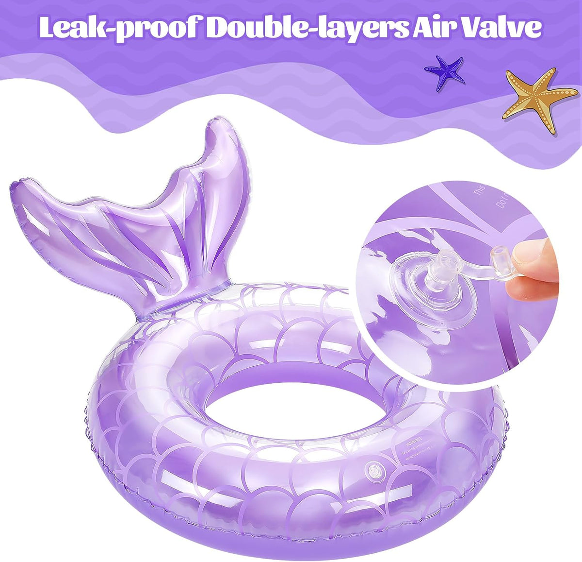 MoKo Pool Floats, Mermaid Inflatable Swim Tubes Floaties – Fun for Kids & Family - Purple / 70# - image 4