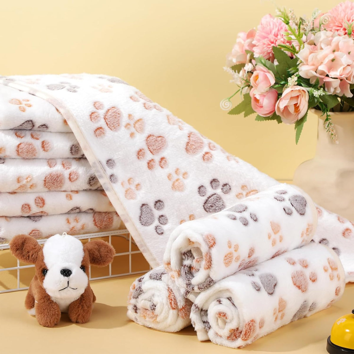 Chumia 40 Pcs Dog Blankets, Pink, Purple - Paw / White / 40 - image 4