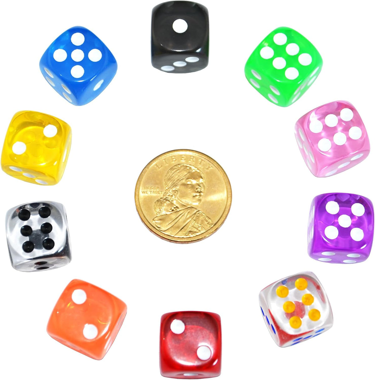 SmartDealsPro 10-Pack D6 Six Sided 16mm Transparent Dice Die for DND - Mix Color Translucent - image 4