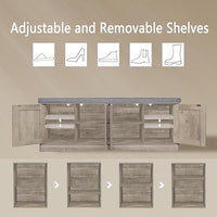 DINZI LVJ Shoe Bench, Entryway Storage Bench with Doors, Cushion, 2-Tier Shoe Rack with 8-Cubby, 47.2”L x 13.8”W Shoe Organizer Cabinet, Adjustable Shelf, Living Room, Bedroom, Gray Wash
