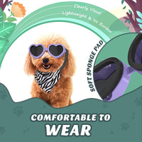 Lewondr Small Dog Sunglasses UV Protection Heart Shape Dogs Goggles - Macaron Purple / Heart - image 4