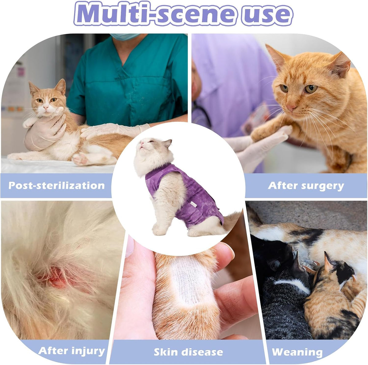 2-pack cat surgery recovery suit for female cats with adjustable neck - view 2