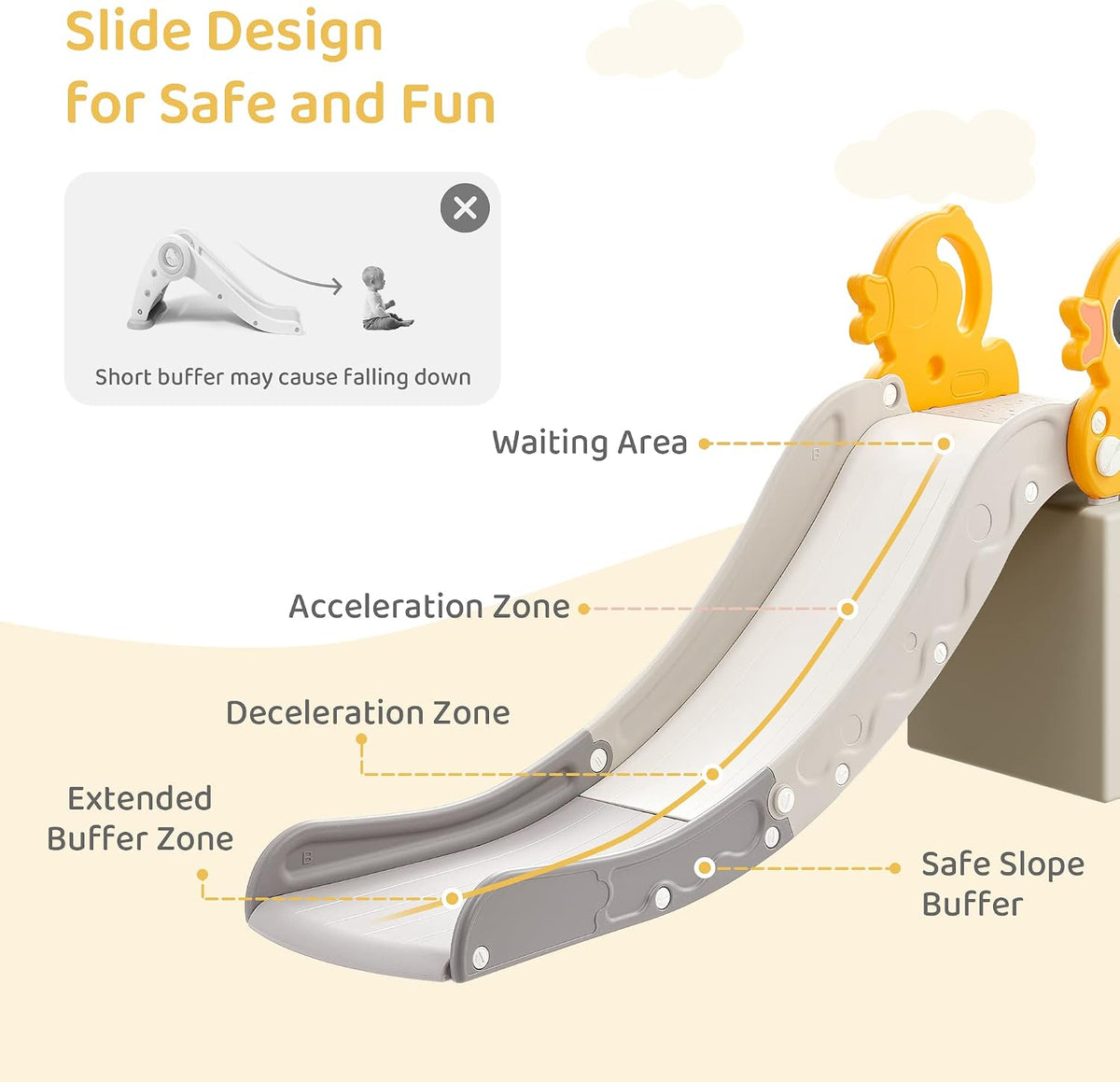 Indoor Kids Baby Couch Slide for Toddler 1-3 - Yellow - image 2