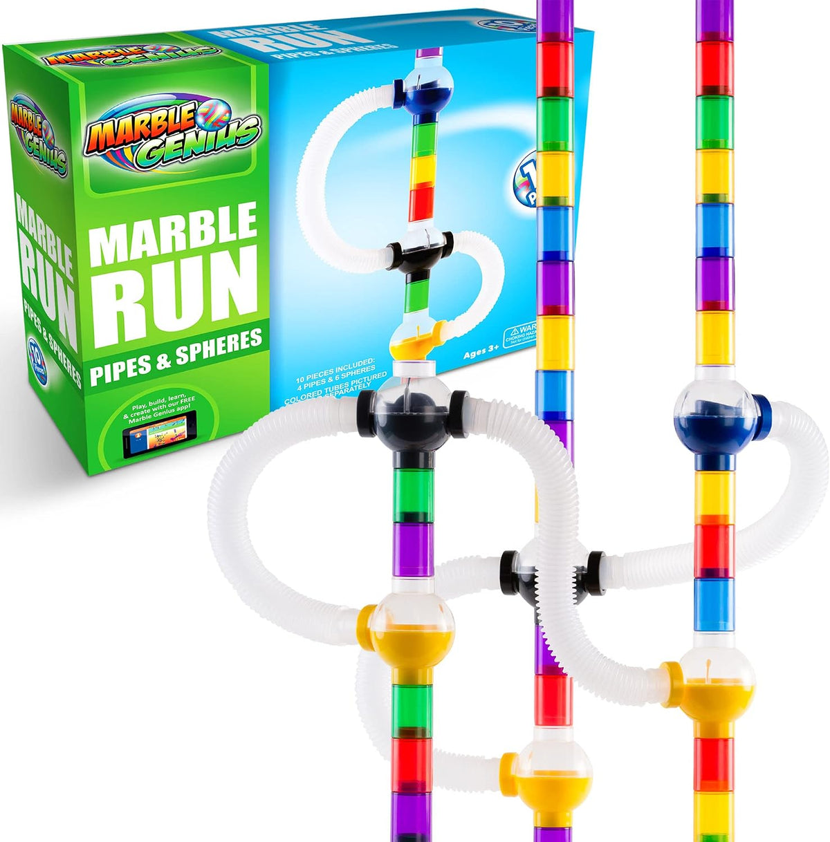 Marble Genius Pipe & Sphere Marble Run Accessory Set – Fun for Kids & Family