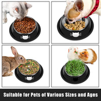 Serentive 2 Pcs Non-Slip Stainless Steel Small Cat Food Bowls - Silver, Black / 7 oz - image 3